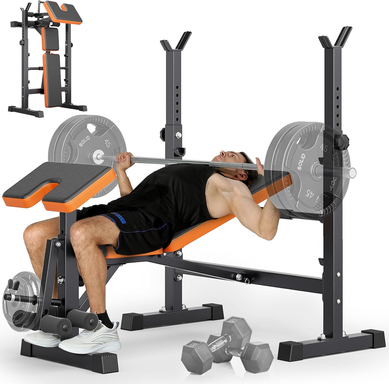 Adjustable Weight Bench - 6-in-1 Space Saving Weight Bench Set