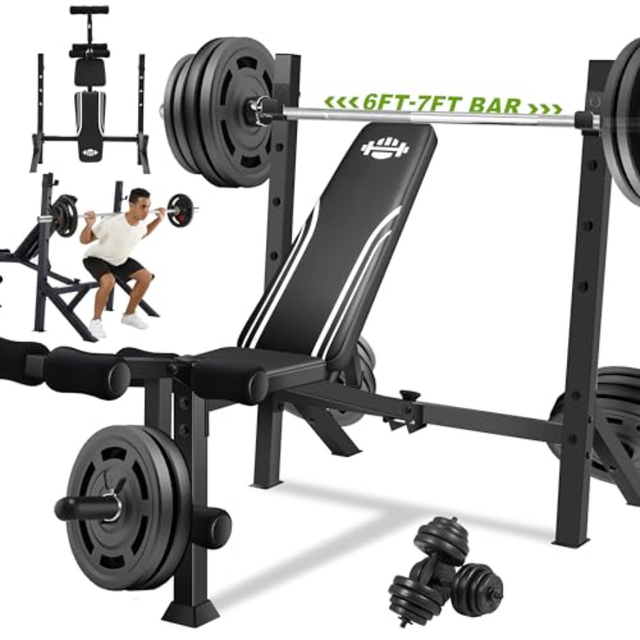 900LBS Weight Bench Set with S - đánh giá và giá Home Gym With Leg Press