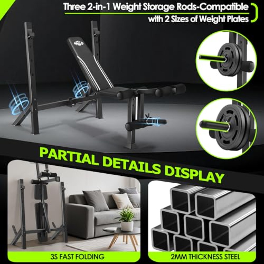 900LBS Weight Bench Set with S - đánh giá và giá Home Gym With Leg Press