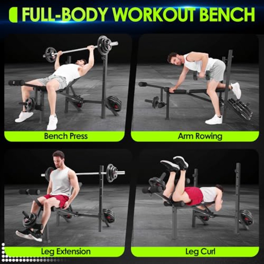 900LBS Weight Bench Set with S - đánh giá và giá Home Gym With Leg Press
