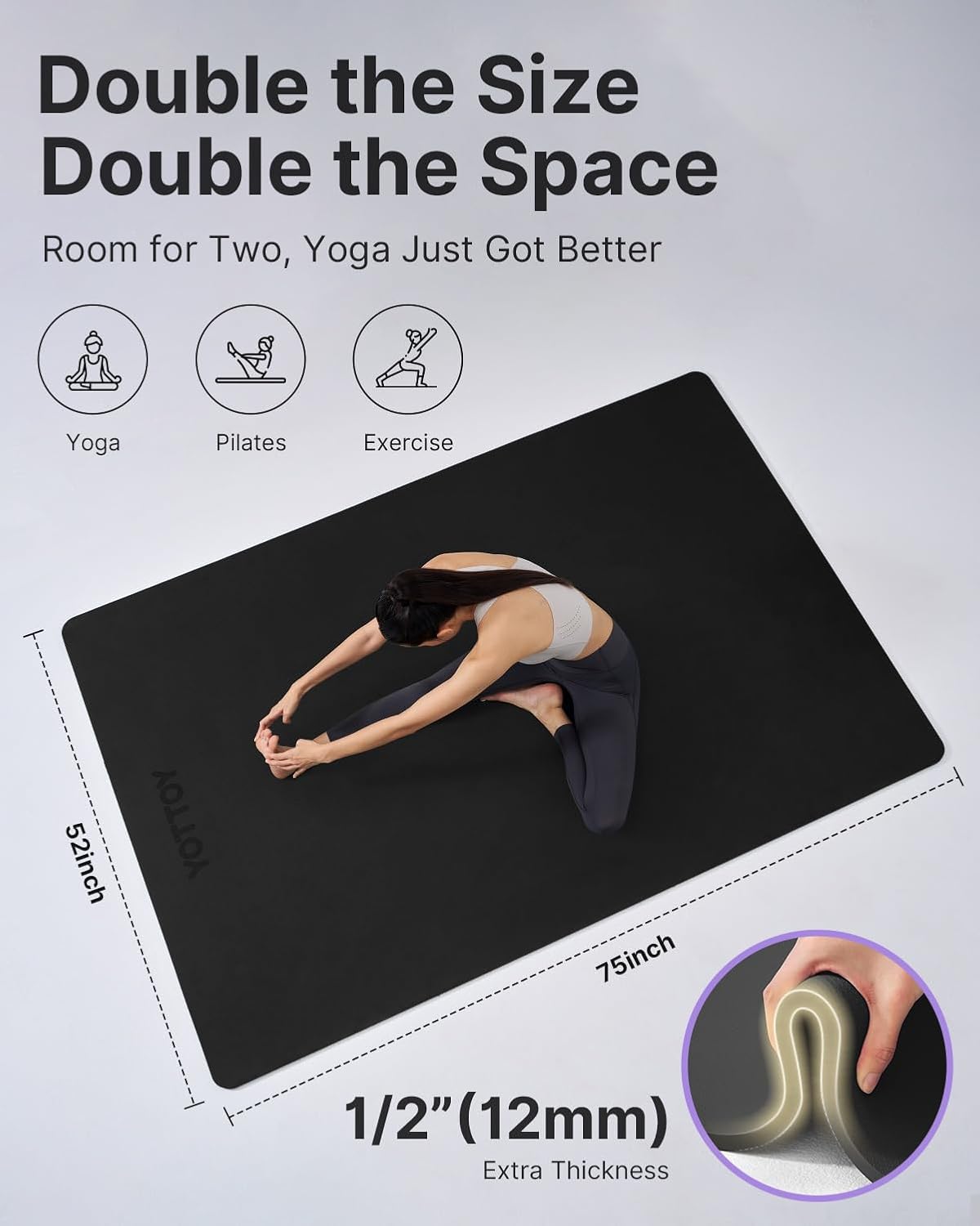 Large Yoga Mat 75x52x1/2in, Ex - đánh giá và giá Home Gym Pilates